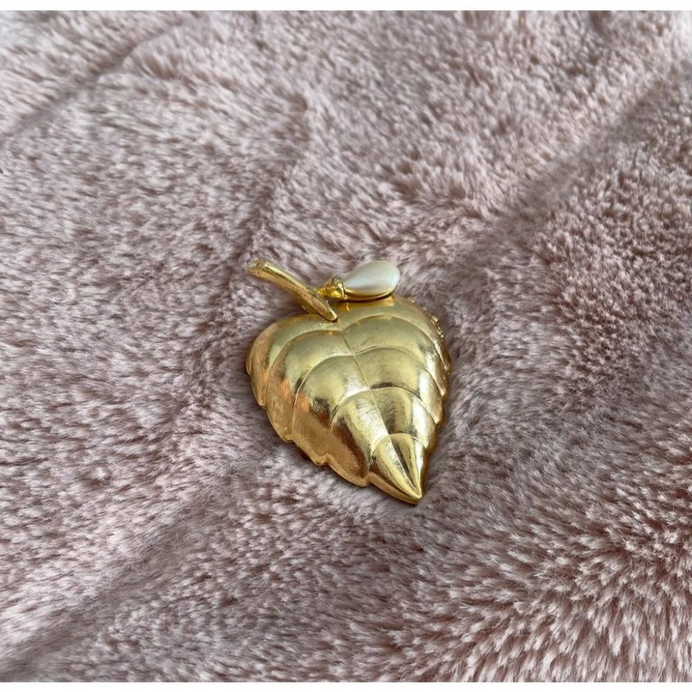 Vintage Perfume Glace - 1969 Golden Leaf Brooch